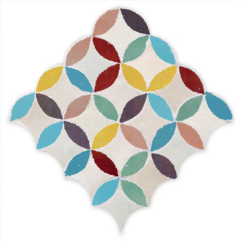 Mosaic House Moroccan tile Fleurs C Hippi Custom  solid zellige, mosaic, zellij, field, pattern, glaze, circles, classic 